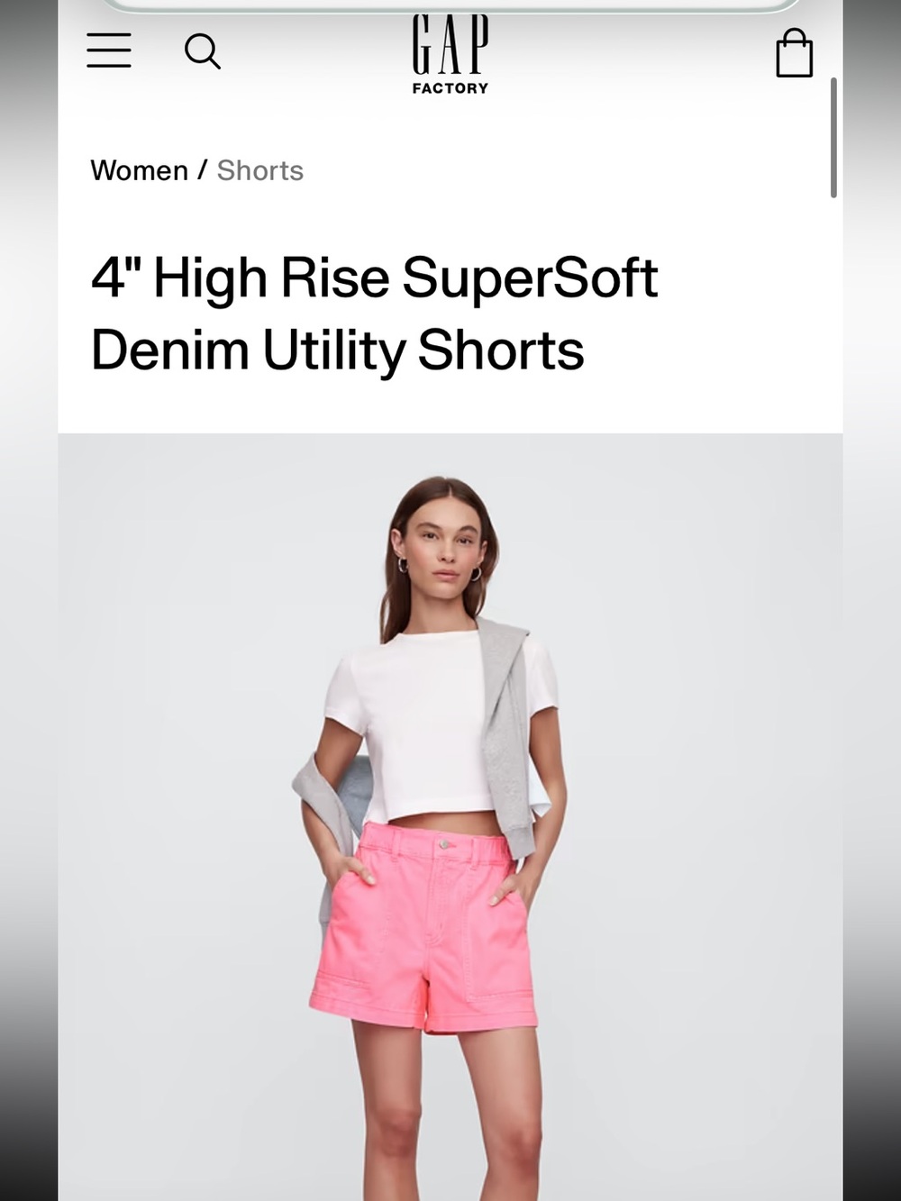 GAP Hot Pink High Rise Denim Utility Short